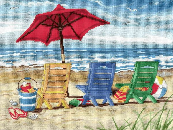 Beach Chair Trio Tapestry Kit - Dimensions Needlepoint