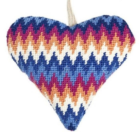 Blue Bargello Heart Tapestry Kit - Cleopatra's Needle