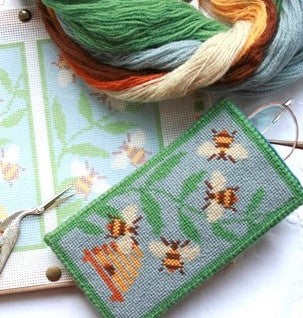 Blue Bees Glasses Case Tapestry Kit - One Off Needlework