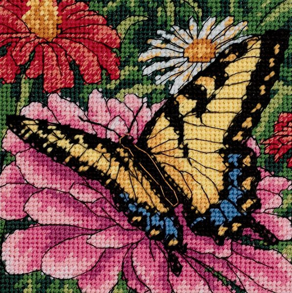 Butterfly on Zinnias Needlepoint Tapestry Kit - Dimensions D07232