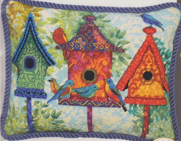 Colourful Birdhouses Tapestry Kit - Dimensions Needlepoint