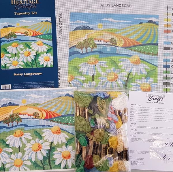 Landscape Craft Kit Daisy Landscape Tapestry Kit - Heritage Crafts – Tapestry Kits UK