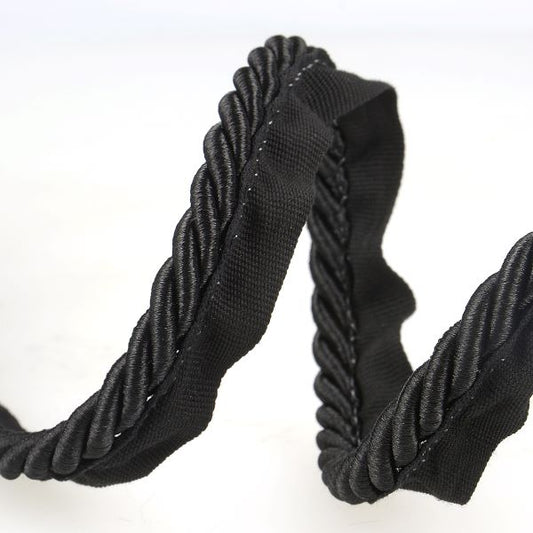 Cushion Trimming Cord, Flanged Twist Piping Cord - Black