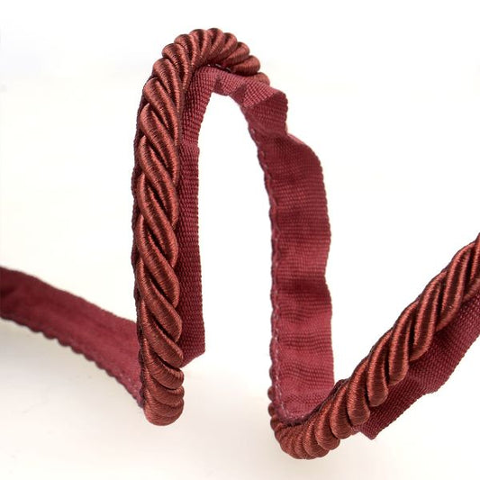 Cushion Trimming Cord, Flanged Twist Piping Cord - Burgundy