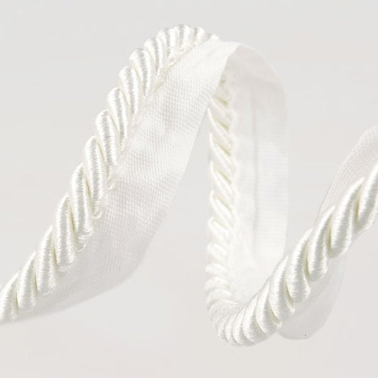 Cushion Trimming Cord, Flanged Twist Piping Cord - White