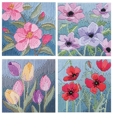 Purple Anemones Long Stitch Kit - Derwentwater Designs