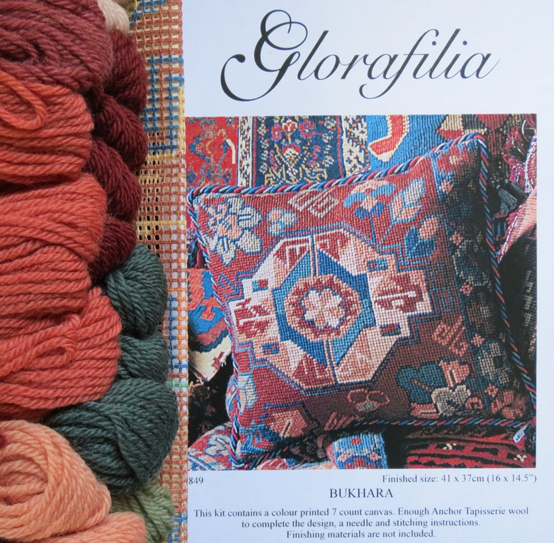 Bukhara Kelim Tapestry Kit, Needlepoint Kit - Glorafilia