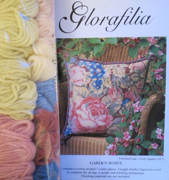 Garden Roses Tapestry Kit, Needlepoint Kit - Glorafilia