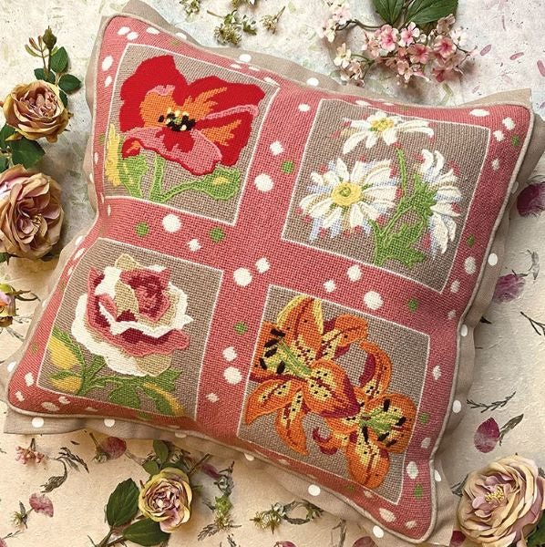 Fragrant Flowers Tapestry Kit, Needlepoint Kit - Glorafilia