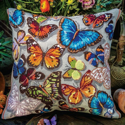 Butterflies Tapestry Kit, Needlepoint Kit - Glorafilia