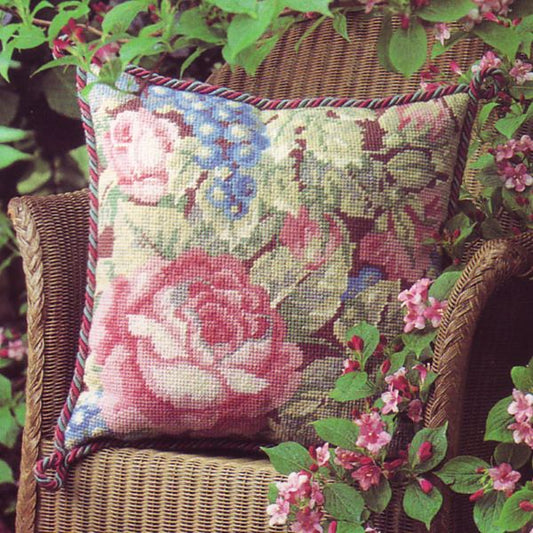 Garden Roses Tapestry Kit, Needlepoint Kit - Glorafilia