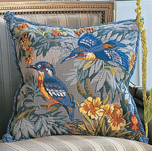 Kingfishers Tapestry Kit, Needlepoint Kit - Glorafilia