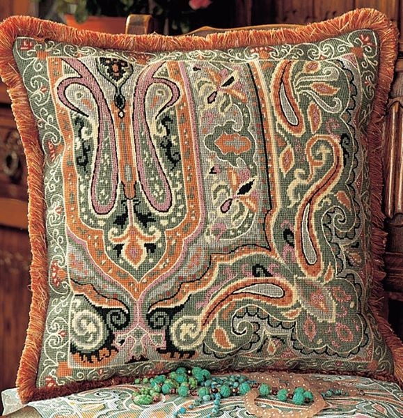 Paisley Tapestry Kit, Needlepoint Kit - Glorafilia