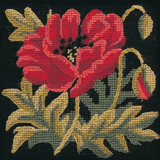 Mini Poppy Tapestry Kit, Needlepoint Kit - Glorafilia