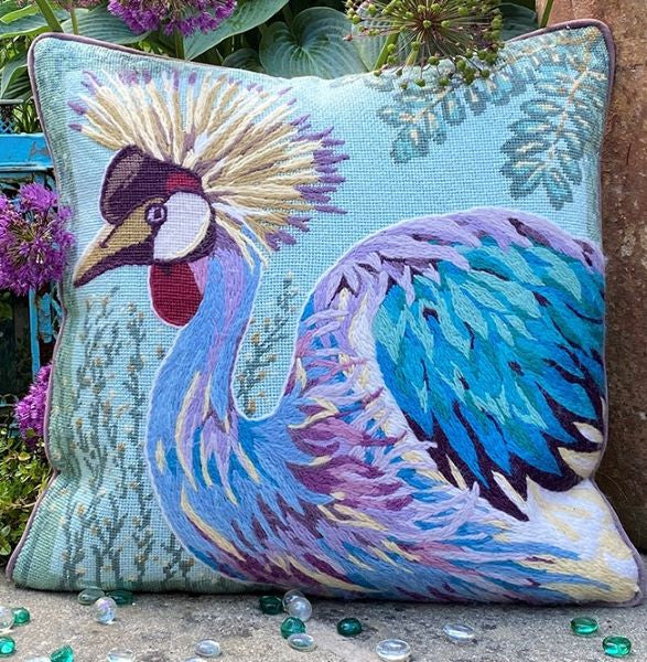 Purple Crane Tapestry Kit, Needlepoint Kit - Glorafilia