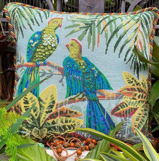 Turacos in the Rainforest Tapestry Kit, Needlepoint Kit - Glorafilia