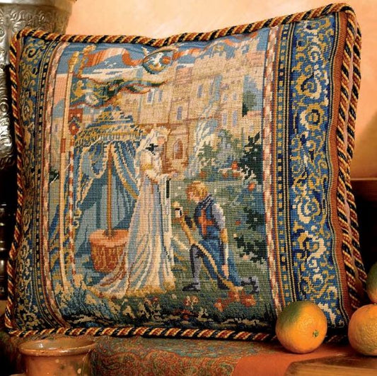 Lancelot and Guinevere Tapestry Kit, Needlepoint Kit - Glorafilia