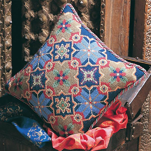 Moorish Tiles Kelim Tapestry Kit, Needlepoint Kit - Glorafilia