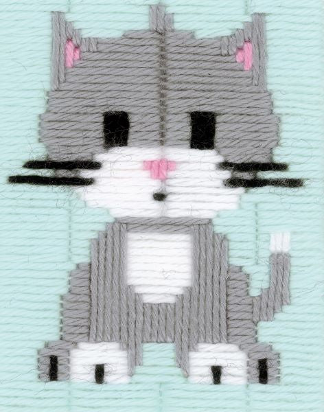 Grey Cat Long Stitch Kit - Vervaco