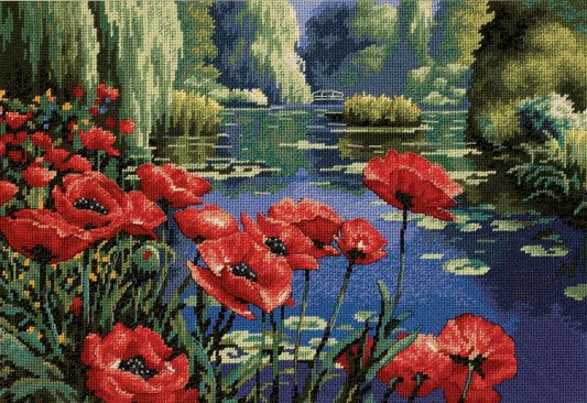 Lakeside Poppies Tapestry Kit - Dimensions Needlepoint