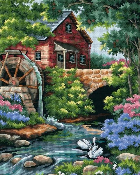 Old Mill Cottage Needlepoint Tapestry Kit - Dimensions D02484