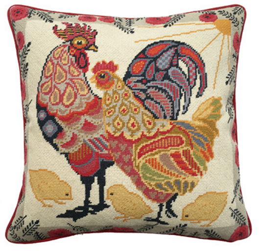 Painted Chickens Tapestry Kit, Needlepoint - One Off Needlework