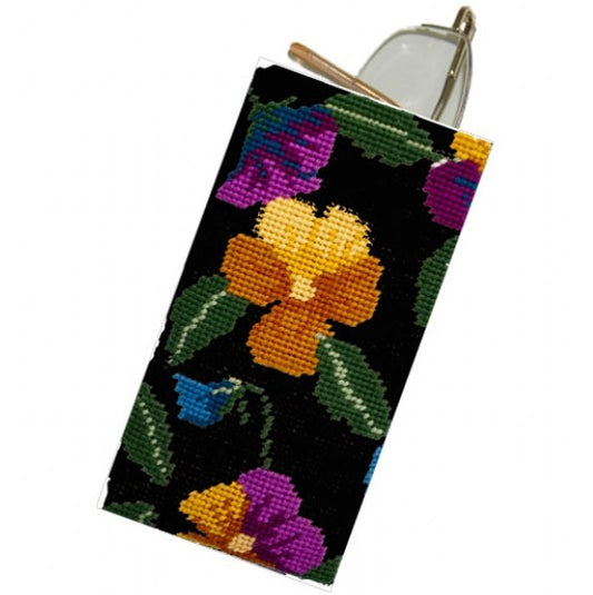 Pansy Garden Glasses Case Tapestry Kit (Black) - Cleopatra's Needle