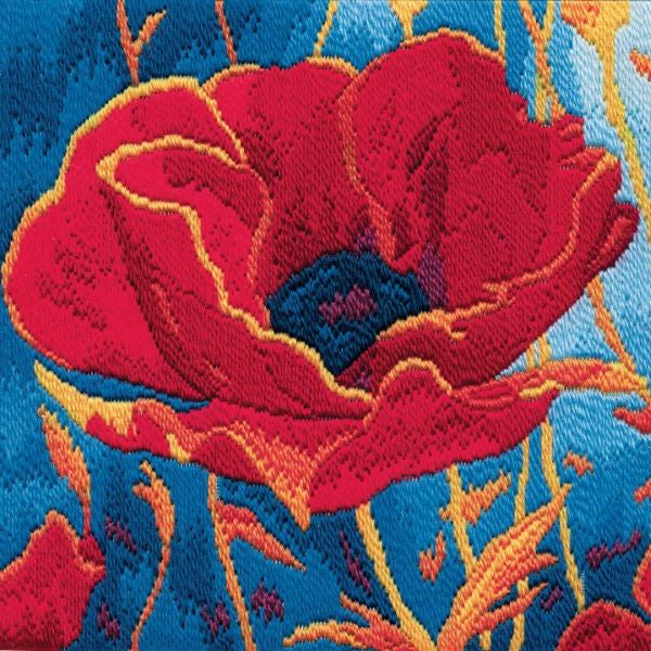 Poppy Head Long Stitch Kit - Derwentwater Designs