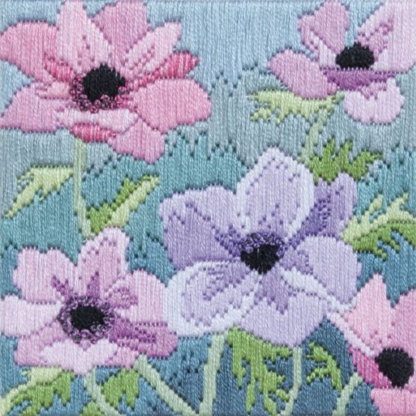 Purple Anemones Long Stitch Kit - Derwentwater Designs