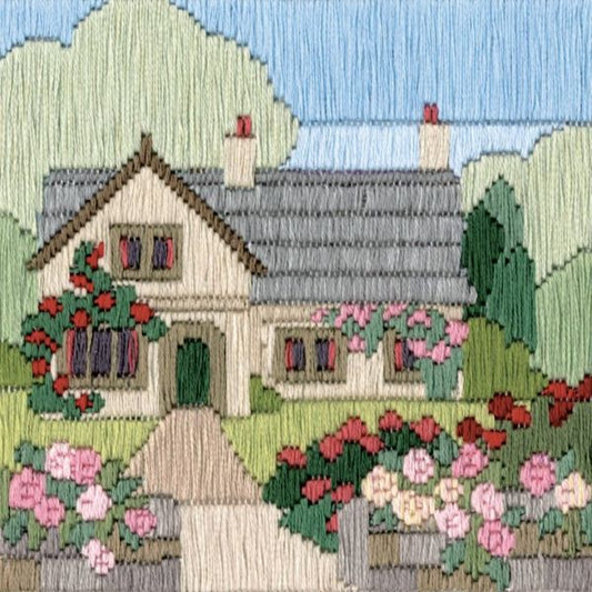 Rambling Rose Cottage Long Stitch Kit - Derwentwater Designs