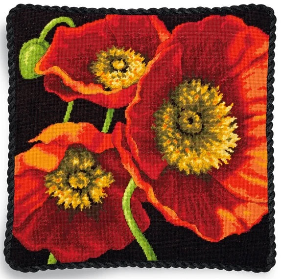 Red Poppy Trio Tapestry Kit - Dimensions Needlepoint