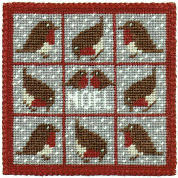 Red Robins Tapestry Kit Pincushion - One Off Needlework