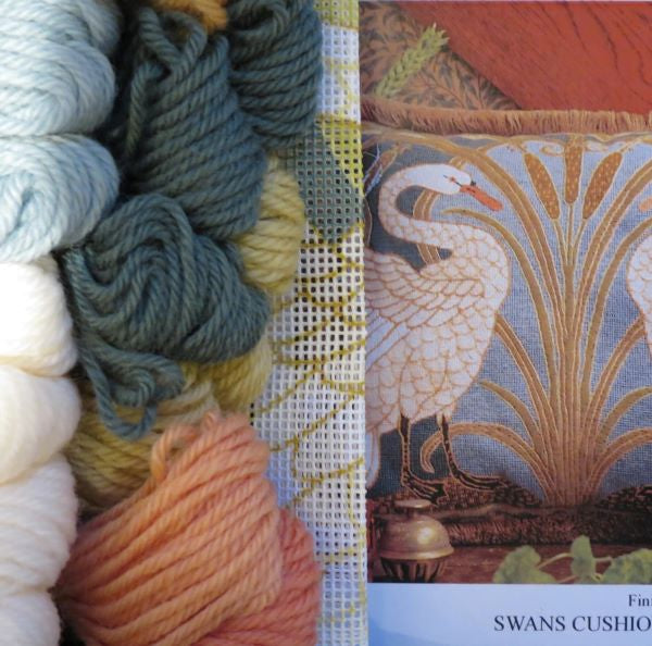 Swans Tapestry Kit, Needlepoint Kit - Glorafilia