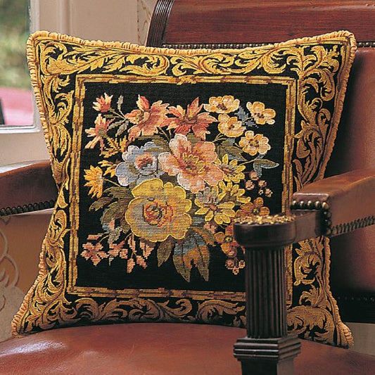 Versailles Flowers Tapestry Kit, Needlepoint Kit - Glorafilia, Maron