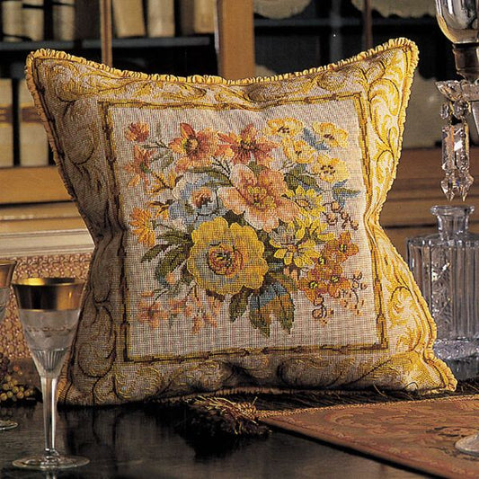 Versailles Flowers Tapestry Kit, Needlepoint Kit - Glorafilia, Ivory