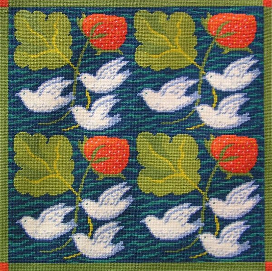 Voysey Birds and Strawberries Needlepoint Tapestry Kit - The Fei Collection