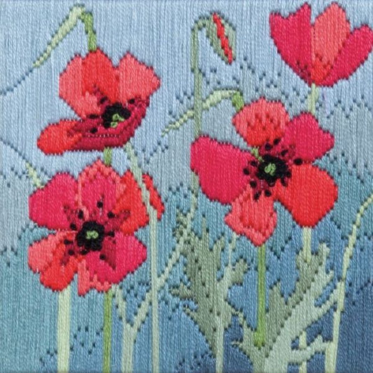 Wild Poppies Long Stitch Kit - Derwentwater Designs