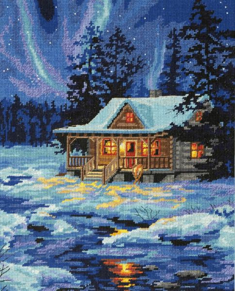 Winter Sky Cabin Needlepoint Tapestry Kit - Dimensions D71-20072